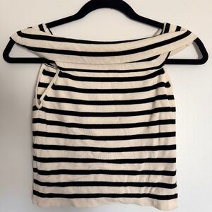 H&M Cream & Black Striped Off the Shoulder Top